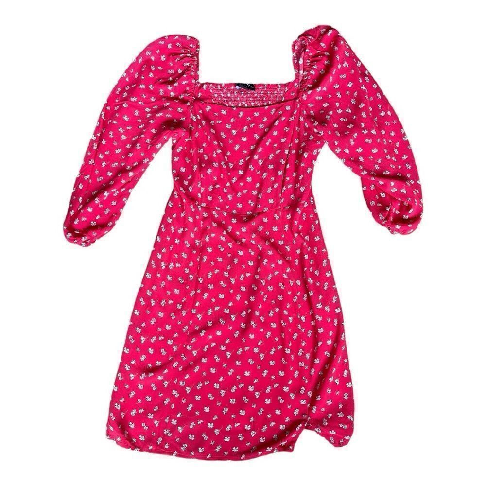 Anthropologie Sanctuary Cilia Wildflower Red Dress Sz 12 3/4 Sleeves Ballon EUC - Picture 9 of 10